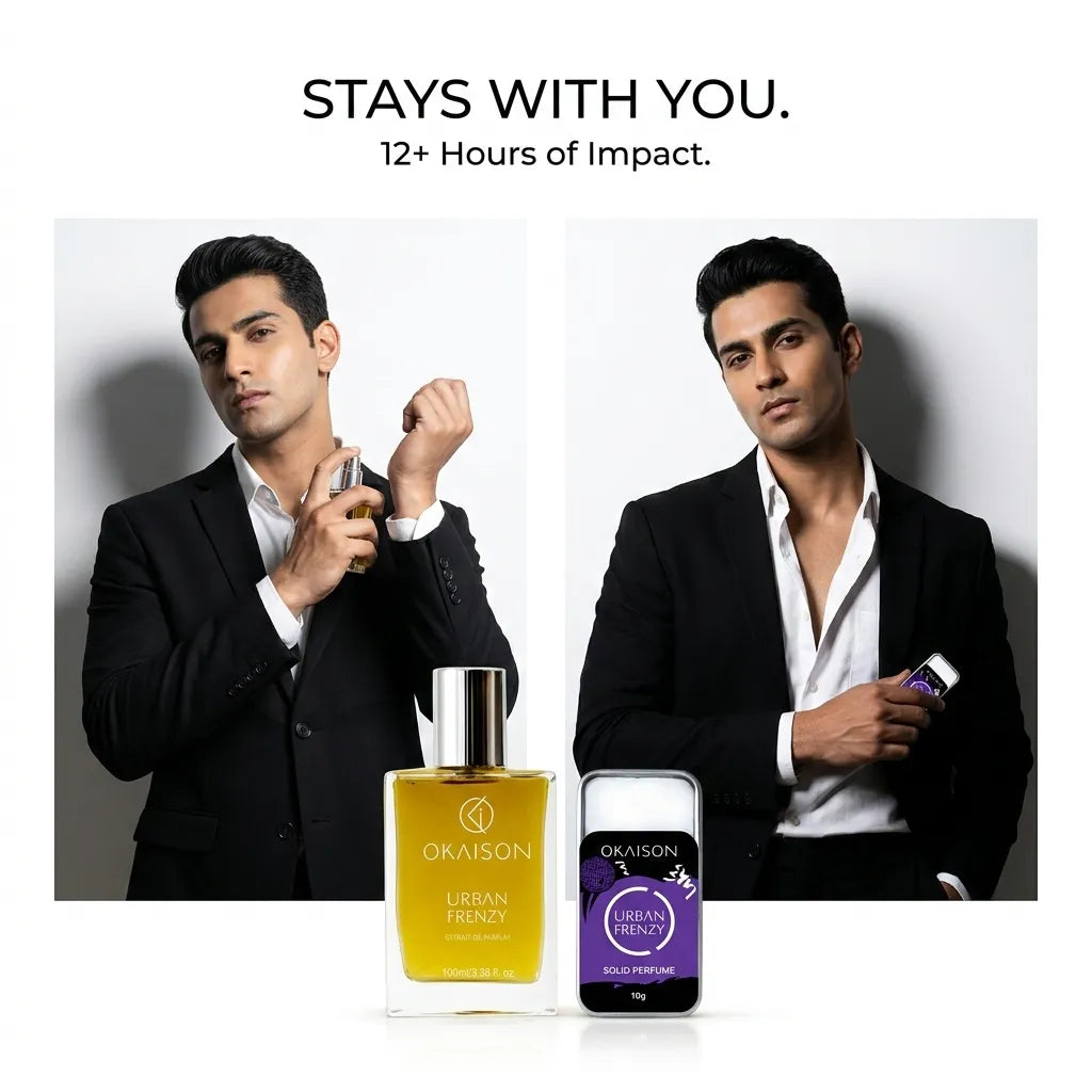 OKAISON Urban Frenzy Power Duo |  Urban Frenzy Body Perfume  +  Urban Frenzy Solid Perfume | Long-Lasting Party & Night Occasion Fragrance Set