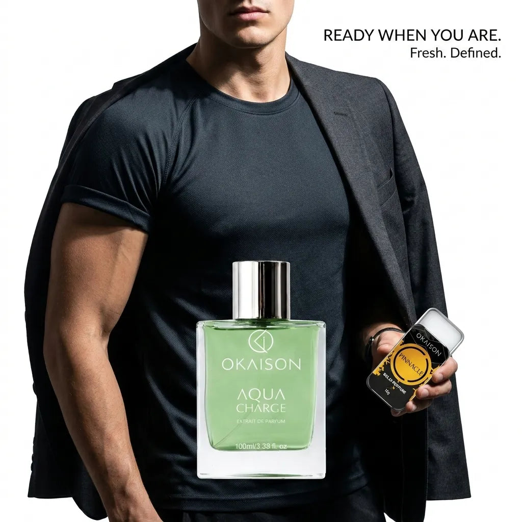 OKAISON Aqua charge Power Duo | Body Perfume + Pinnacle Solid Perfume | Long-Lasting Frsah and citrus fragrance