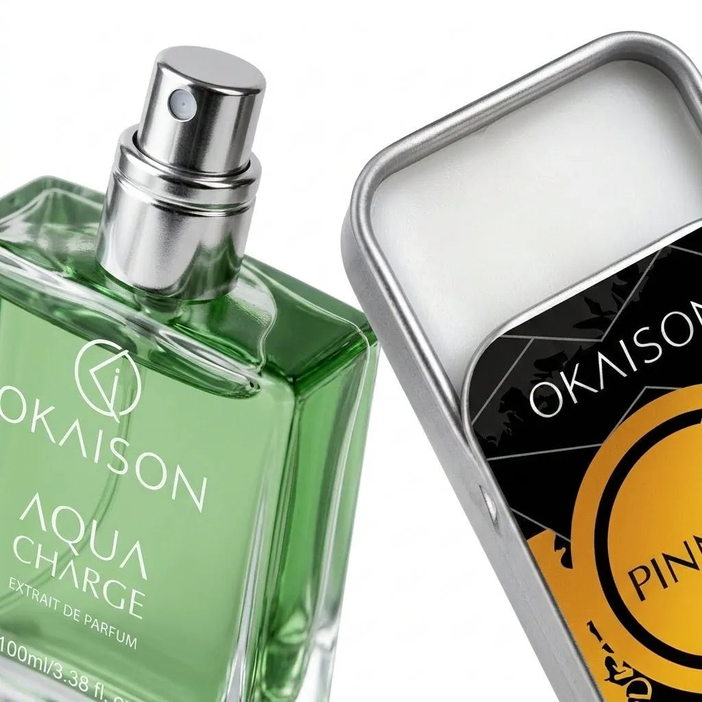 OKAISON Aqua charge Power Duo | Body Perfume + Pinnacle Solid Perfume | Long-Lasting Frsah and citrus fragrance