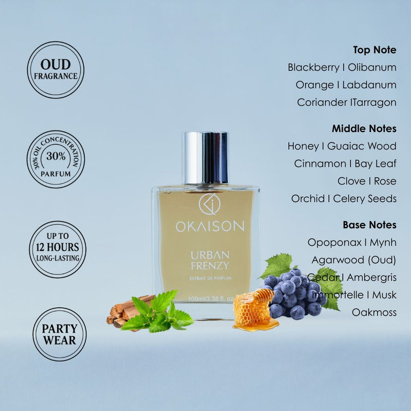 OKAISON URBAN FRENZY| Oud fragrance|100ml Extrait de parfum| perfume with oud|